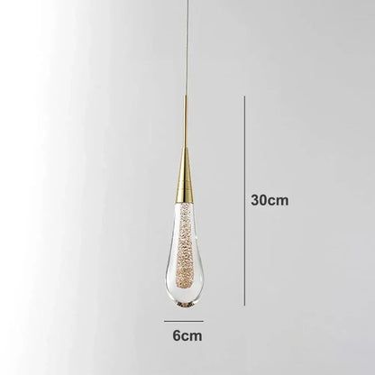 Elegant gold crystal glass led pendant lights dining room teardrop