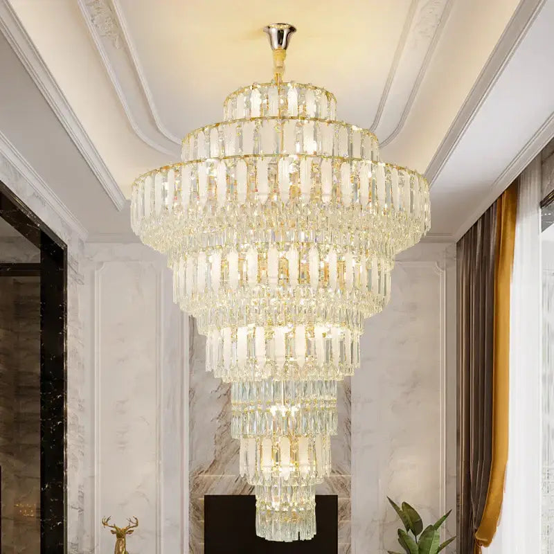 Elegant gold crystal hollow chandelier for living room