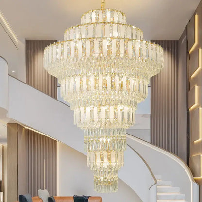 Elegant gold crystal hollow chandelier for living room