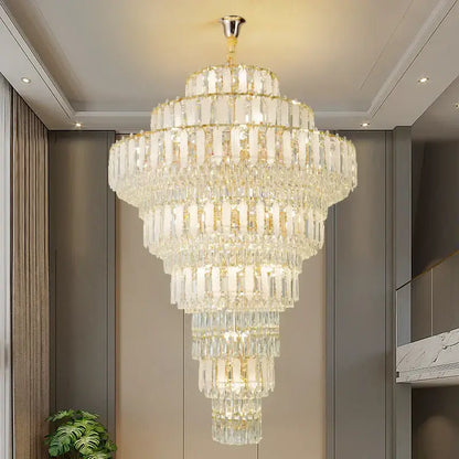 Elegant gold crystal hollow chandelier for living room
