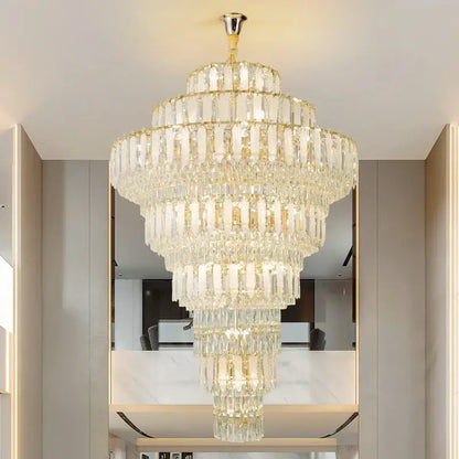 Elegant gold crystal hollow chandelier for living room