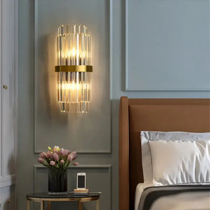 Elegant gold crystal led wall lamps bedroom sconce decor