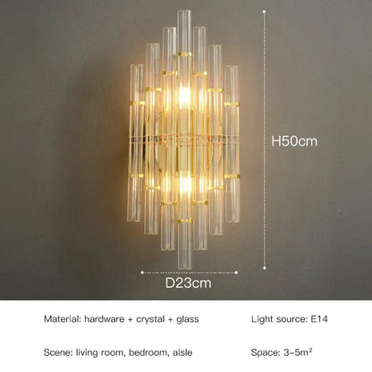 Elegant gold crystal led wall lamps bedroom sconce decor