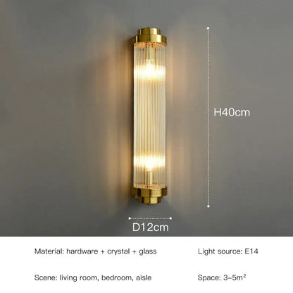 Elegant gold crystal led wall lamps bedroom sconce decor