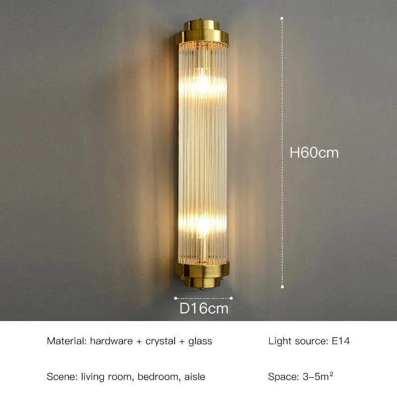 Elegant gold crystal led wall lamps bedroom sconce decor