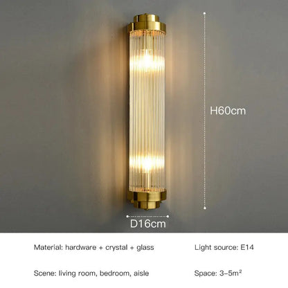 Elegant gold crystal led wall lamps bedroom sconce decor