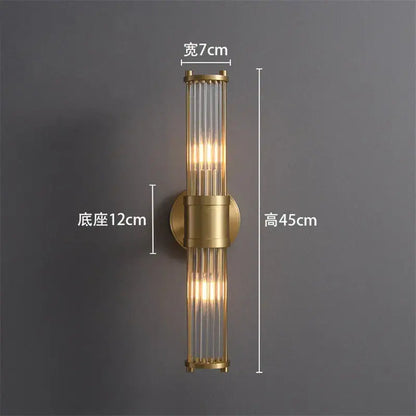 Elegant gold crystal led wall lights living room glass rod sconce