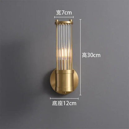 Elegant gold crystal led wall lights living room glass rod sconce