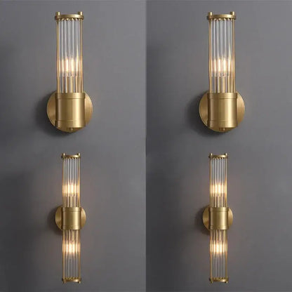 Elegant gold crystal led wall lights living room glass rod sconce
