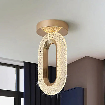 Elegant gold crystal oval pendant light chandelier for living room