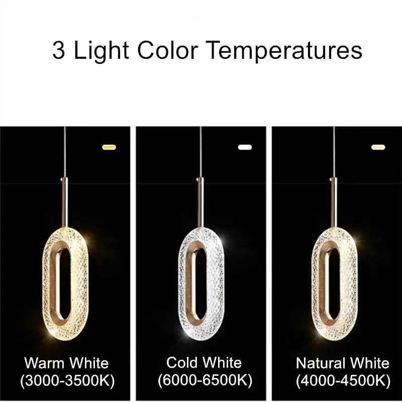 Elegant gold crystal oval pendant light chandelier for living room