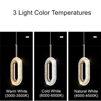 Elegant gold crystal oval pendant light chandelier for living room