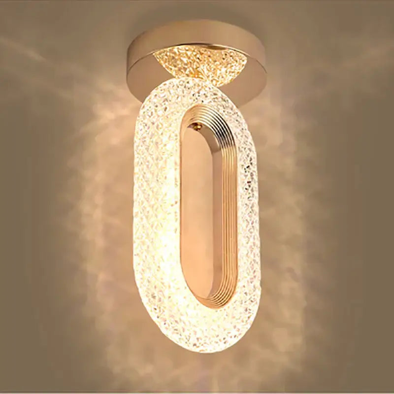Elegant gold crystal oval pendant light chandelier for living room