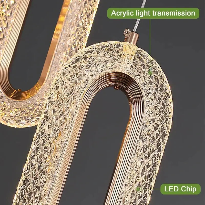 Elegant gold crystal oval pendant light chandelier for living room
