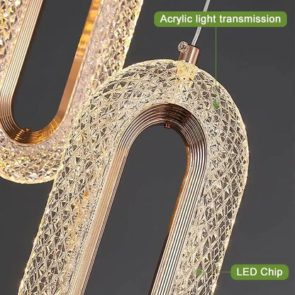 Elegant gold crystal oval pendant light chandelier for living room