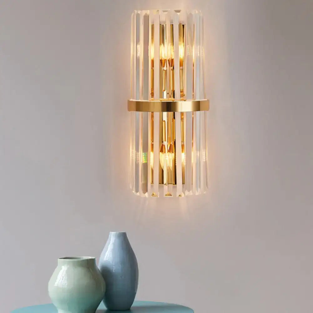 Elegant gold crystal prism wall sconce light living room lighting