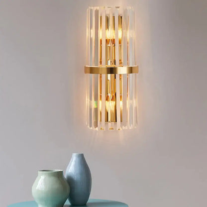 Elegant gold crystal prism wall sconce light living room lighting