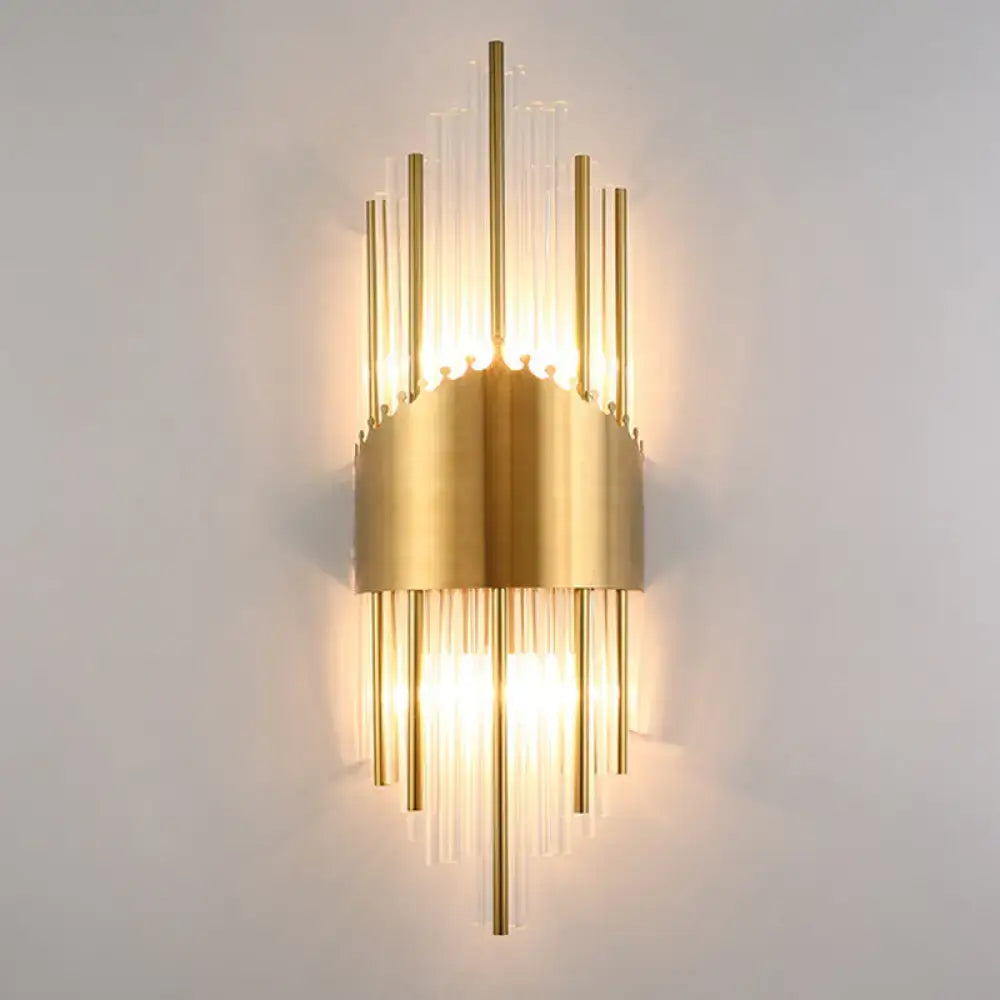 Elegant gold crystal prism wall sconce light living room lighting