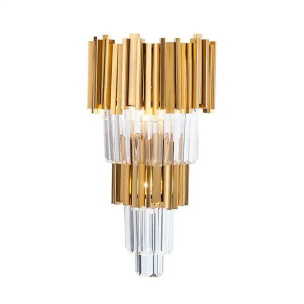 Elegant gold crystal prism wall sconce light living room lighting