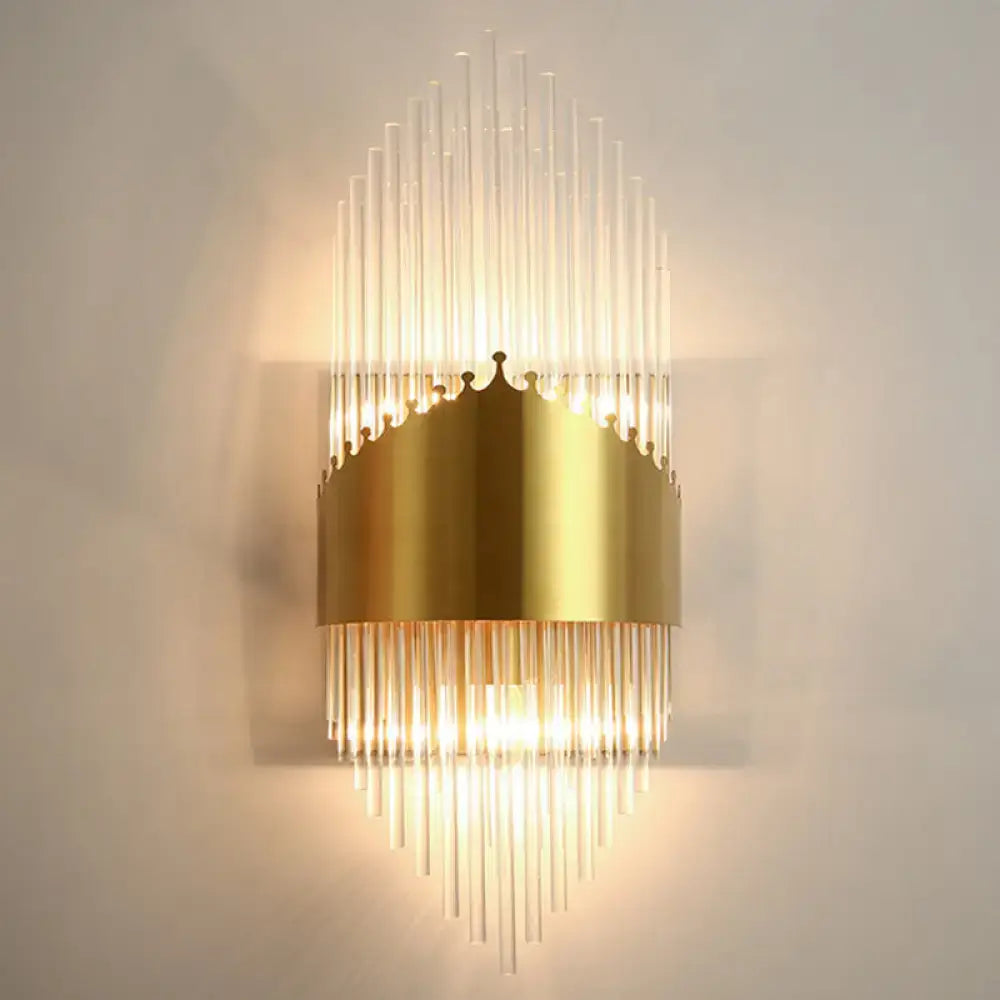 Elegant gold crystal prism wall sconce light living room lighting