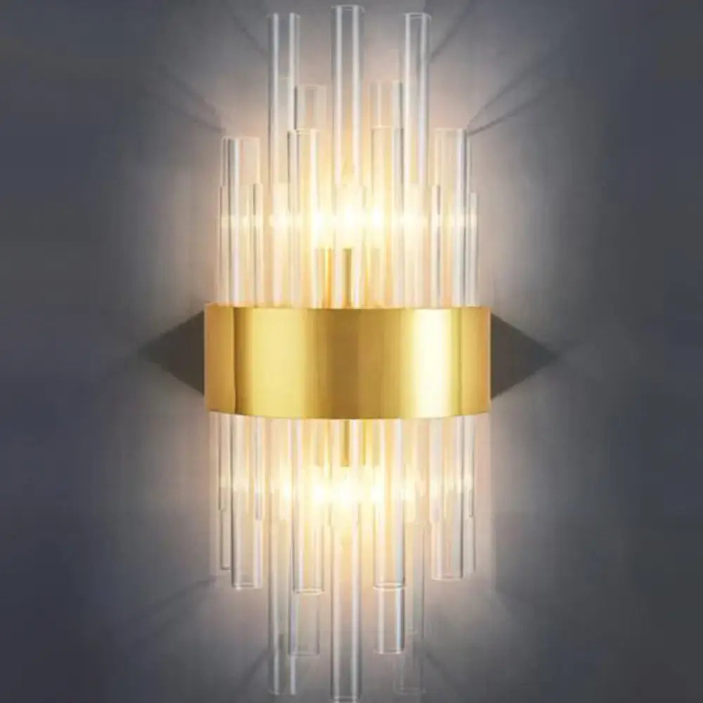Elegant gold crystal prism wall sconce light living room lighting
