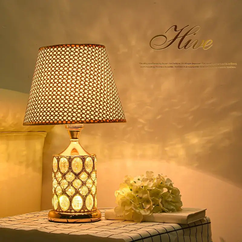 Elegant gold crystal table lamp for bedroom ambiance