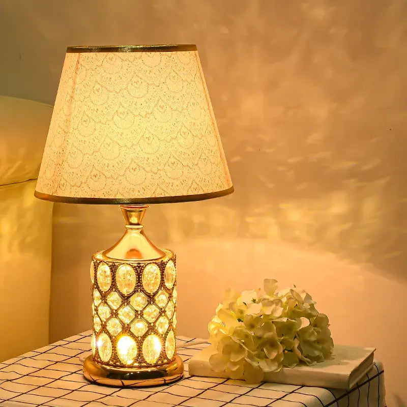 Elegant gold crystal table lamp for bedroom ambiance
