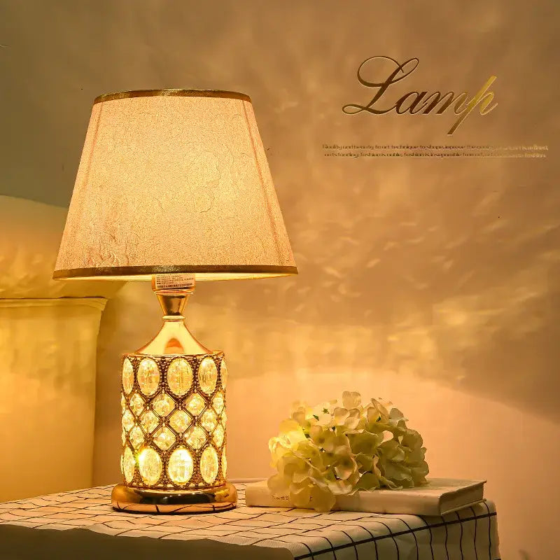 Elegant gold crystal table lamp for bedroom ambiance