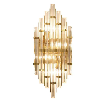 Elegant gold crystal wall lamp for living room with glass rods