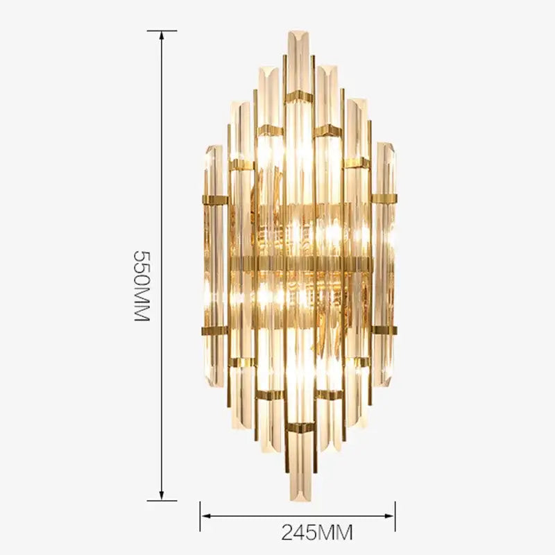 Elegant gold crystal wall lamp for living room with glass rods