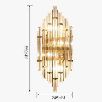 Elegant gold crystal wall lamp for living room with glass rods