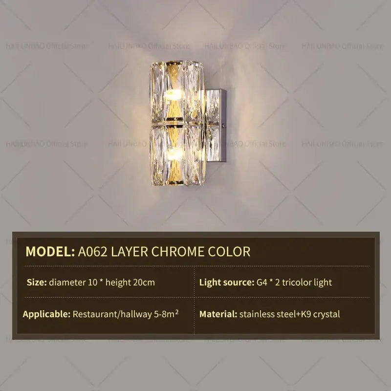 Elegant gold crystal wall lamp living room sconce