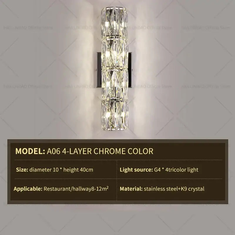 Elegant gold crystal wall lamp living room sconce