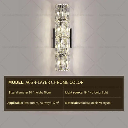 Elegant gold crystal wall lamp living room sconce