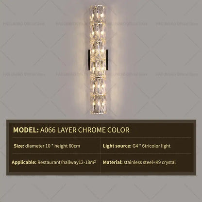 Elegant gold crystal wall lamp living room sconce