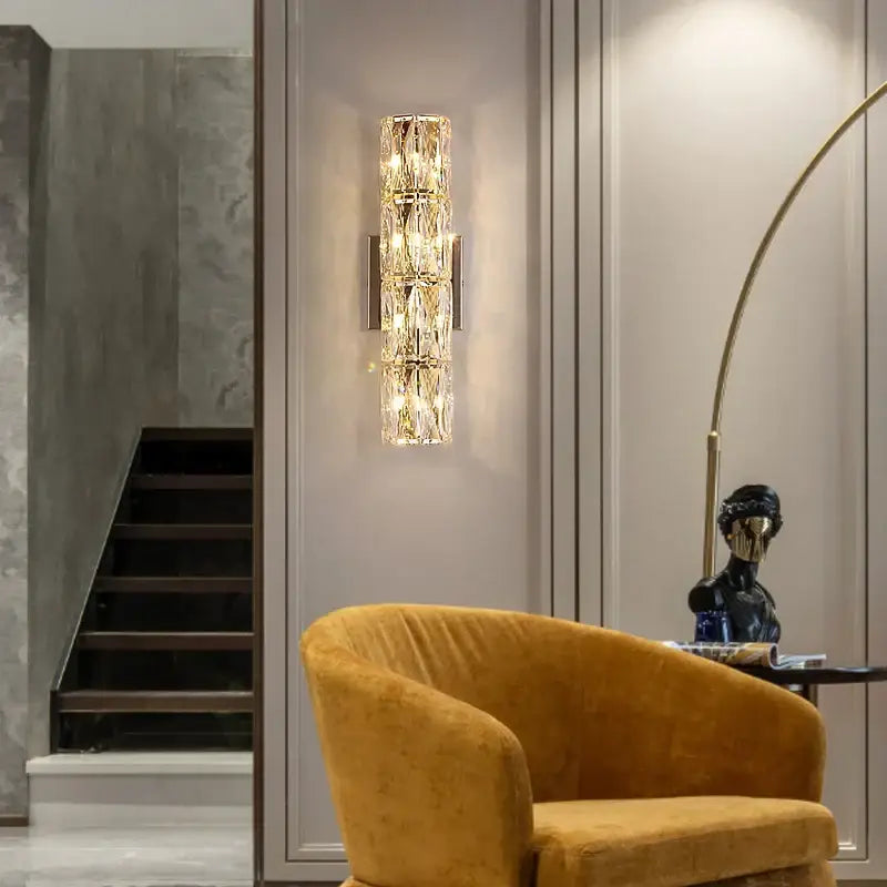 Elegant gold crystal wall lamp living room sconce