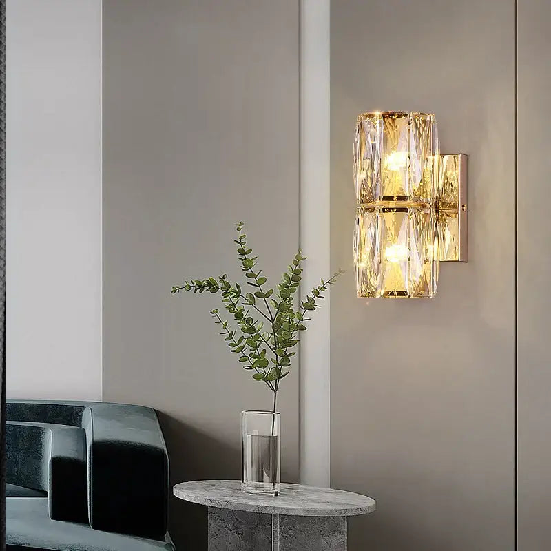 Elegant gold crystal wall lamp living room sconce