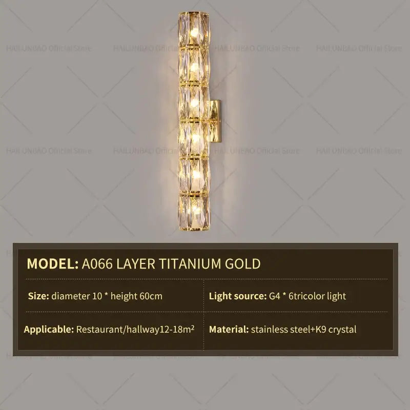 Elegant gold crystal wall lamp living room sconce