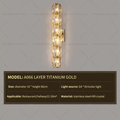Elegant gold crystal wall lamp living room sconce