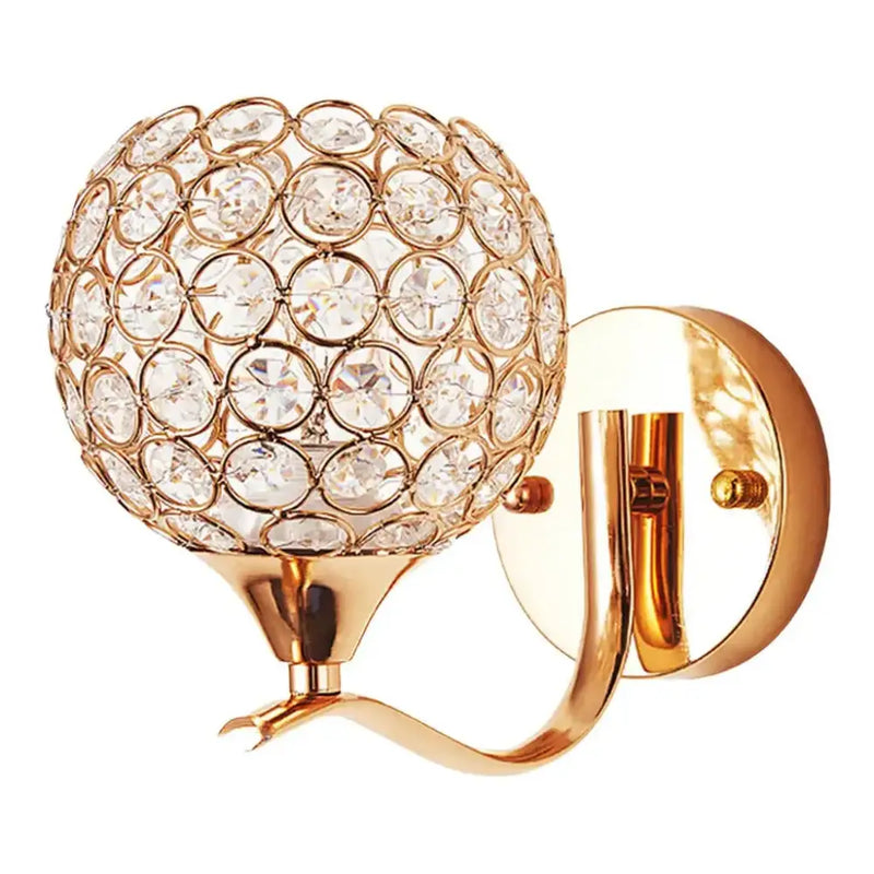 Elegant gold crystal wall sconce bedroom globe light