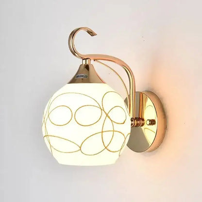 Elegant gold crystal wall sconce bedroom globe light