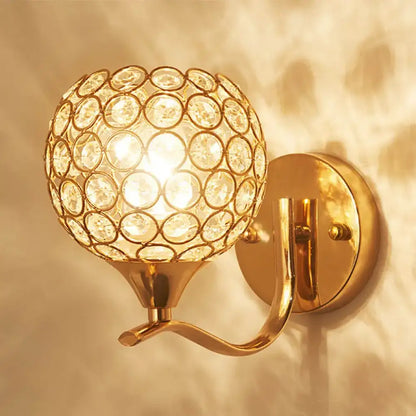 Elegant gold crystal wall sconce bedroom globe lighting