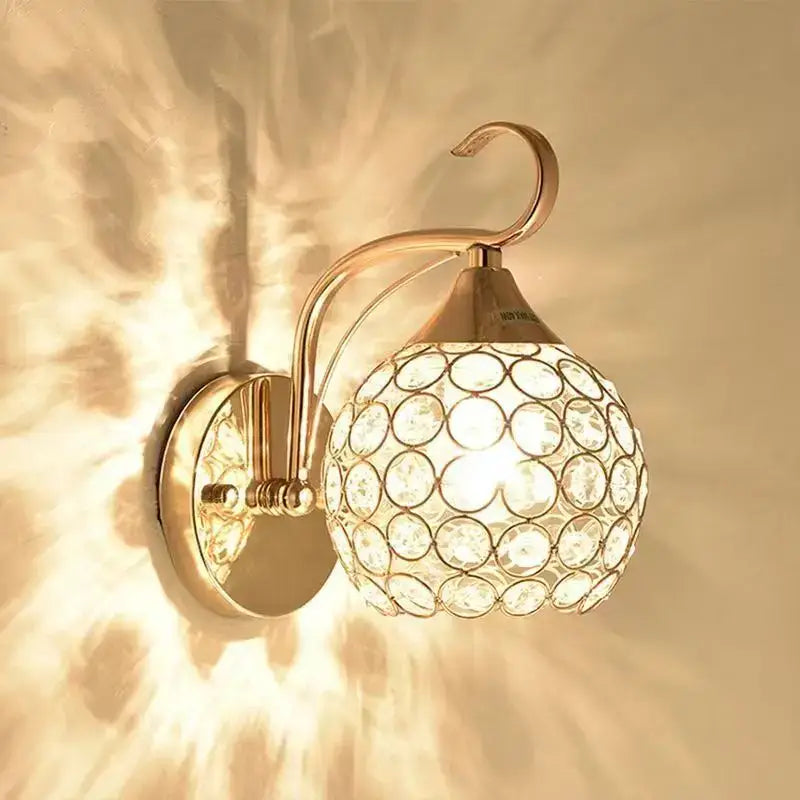 Elegant gold crystal wall sconce bedroom globe lighting