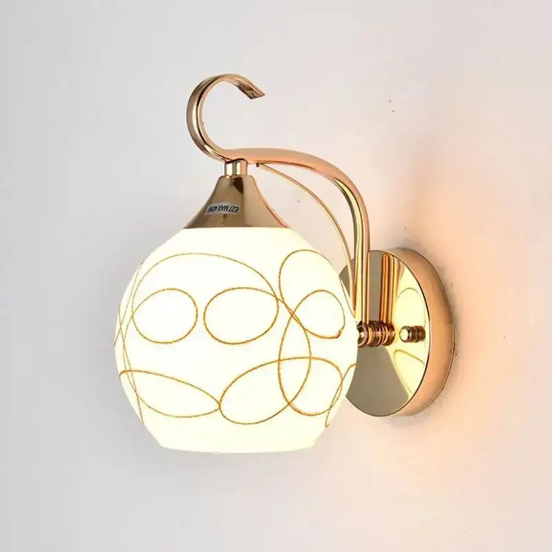 Elegant gold crystal wall sconce bedroom globe lighting
