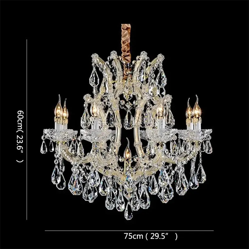 Elegant gold crystal candle chandelier for villa hall