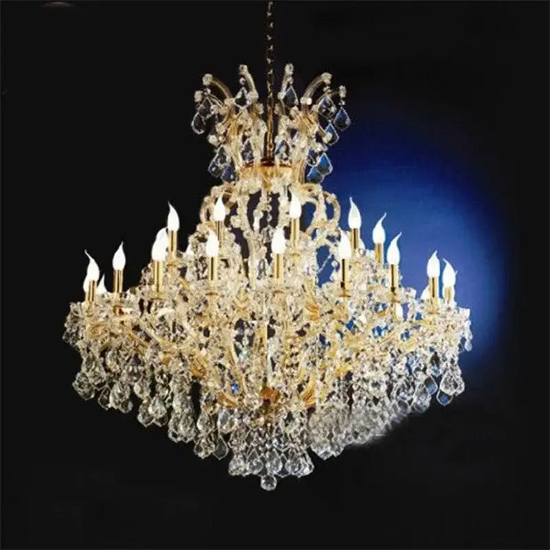 Elegant gold crystal candle chandelier for villa hall