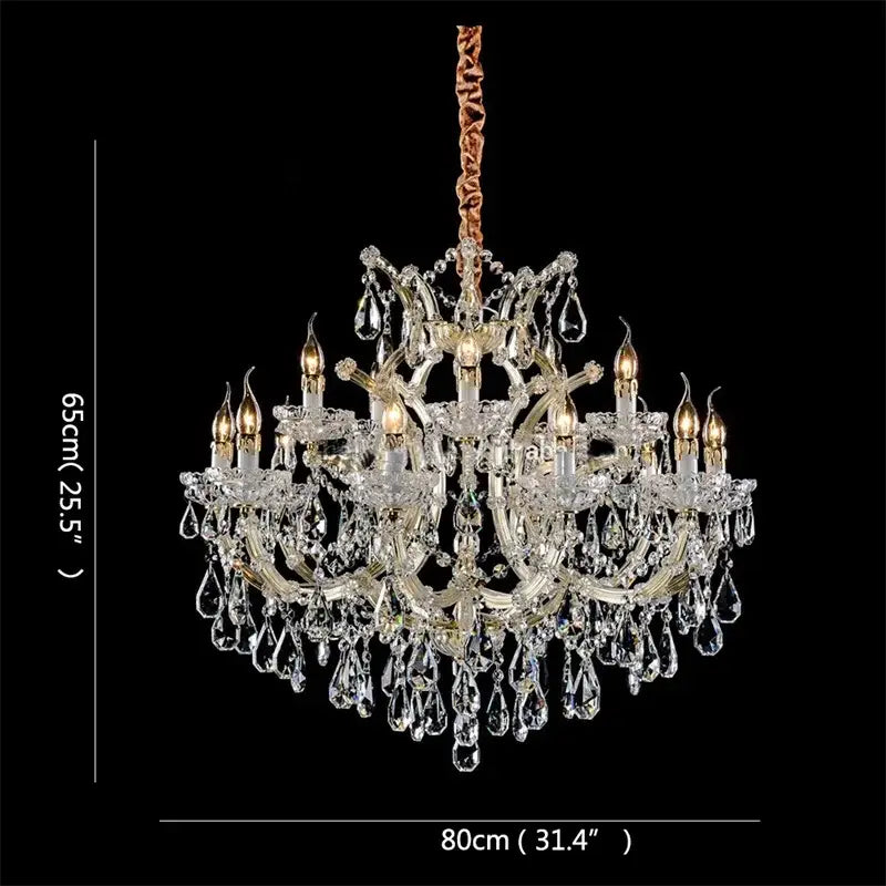 Elegant gold crystal candle chandelier for villa hall