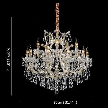 Elegant gold crystal candle chandelier for villa hall