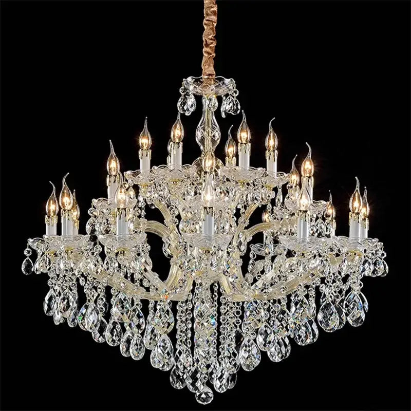 Elegant gold crystal candle chandelier for villa hall