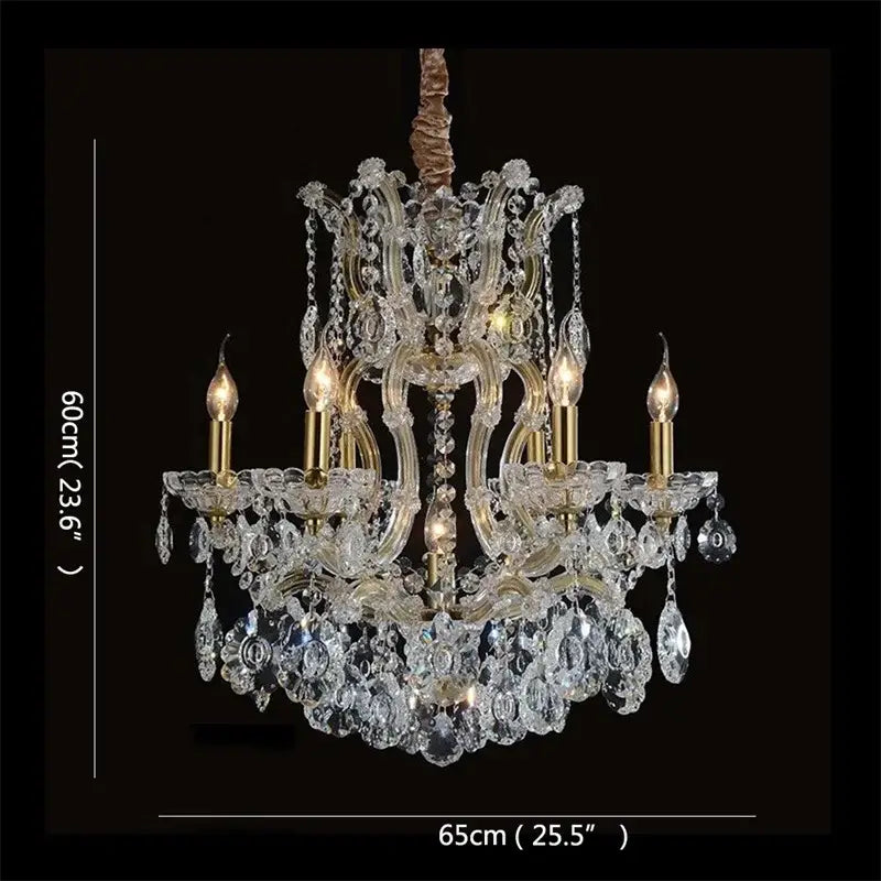 Elegant gold crystal candle chandelier for villa hall